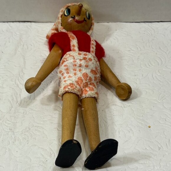 VTG Handcrafted Traditional Wooden Jointed Peg Pinocchio Toy Doll 7.5” Tall - Picture 7 of 16